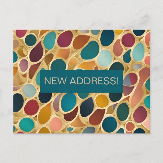 Turquoise en Wijnkleurdruppels Adreswijziging Briefkaart (Voorkant)