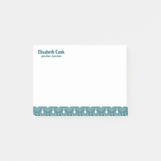 Turquoise en wit Art Deco patroon, aangepaste teks Post-it® Notes (Voorkant)