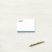 Turquoise en wit Art Deco patroon, aangepaste teks Post-it® Notes (Op bureau)