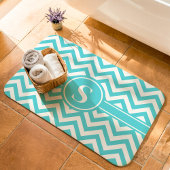 Turquoise En Wit Chevron Monogram Badmat
