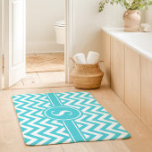 Turquoise En Wit Chevron Monogram Badmat