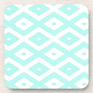 Turquoise en wit diamantpatroon bier onderzetter