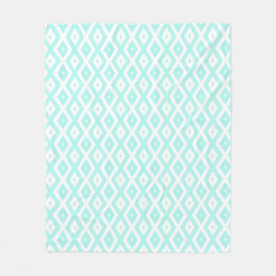 Turquoise en wit diamantpatroon fleece deken