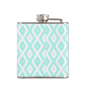 Turquoise en wit diamantpatroon heupfles (Achterkant)