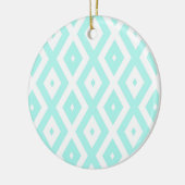 Turquoise en wit diamantpatroon keramisch ornament (Links)
