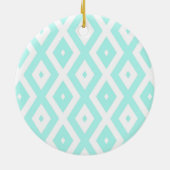 Turquoise en wit diamantpatroon keramisch ornament (Achterkant)