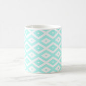 Turquoise en wit diamantpatroon koffiemok (Center)