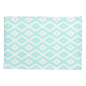 Turquoise en wit diamantpatroon kussensloop (Achterkant)
