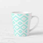 Turquoise en wit diamantpatroon latte mok (Rechts)