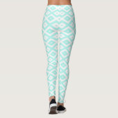 Turquoise en wit diamantpatroon leggings (Achterkant)