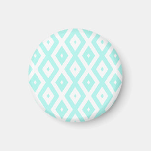 Turquoise en wit diamantpatroon magneet