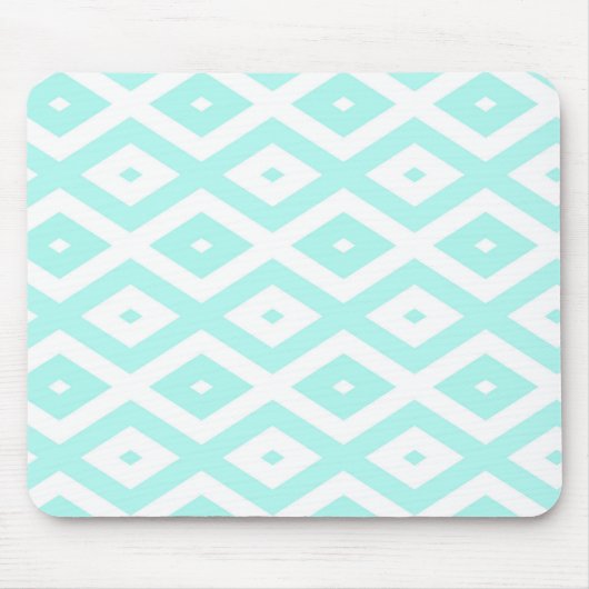 Turquoise en wit diamantpatroon muismat (Voorkant)