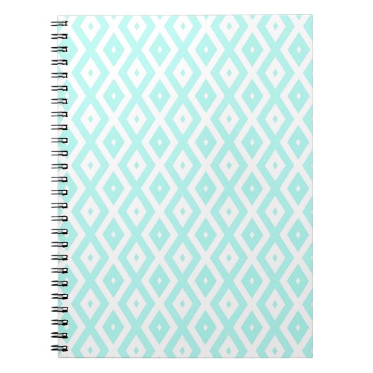 Turquoise en wit diamantpatroon notitieboek (Voorkant)