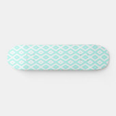Turquoise en wit diamantpatroon persoonlijk skateboard (Horizontaal)