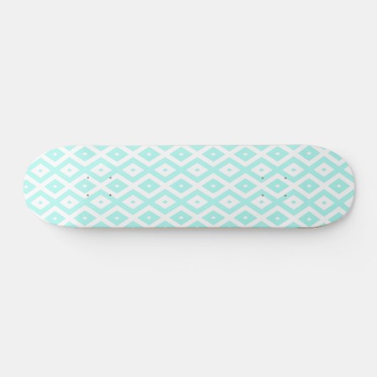 Turquoise en wit diamantpatroon persoonlijk skateboard (Horizontaal)