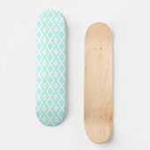 Turquoise en wit diamantpatroon persoonlijk skateboard (Voorkant)