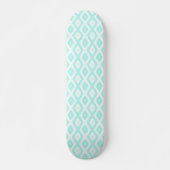 Turquoise en wit diamantpatroon persoonlijk skateboard (Voorkant)