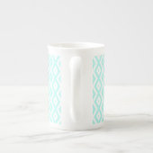 Turquoise en wit diamantpatroon porselein kop (Achterkant)