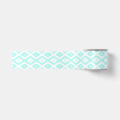 Turquoise en wit diamantpatroon satijnen lint (Voorkant)