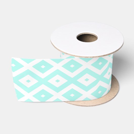 Turquoise en wit diamantpatroon satijnen lint (Spoel)