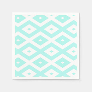 Turquoise en wit diamantpatroon servet