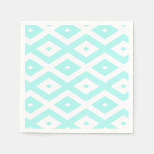 Turquoise en wit diamantpatroon servet (Voorkant)