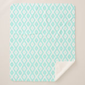 Turquoise en wit diamantpatroon sherpa deken (Voorkant)