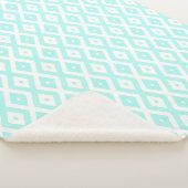 Turquoise en wit diamantpatroon sherpa deken (3/4)