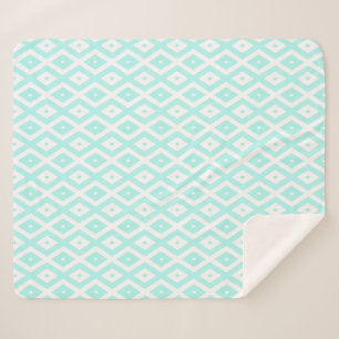 Turquoise en wit diamantpatroon sherpa deken