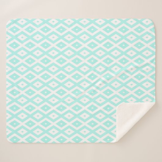Turquoise en wit diamantpatroon sherpa deken (Voorkant (horizontaal))