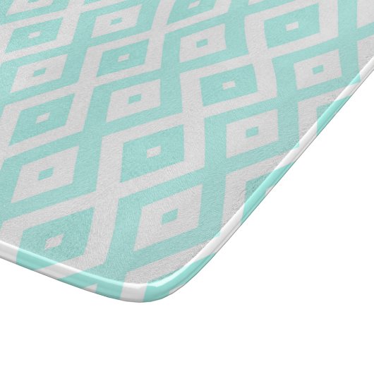 Turquoise en wit diamantpatroon snijplank (Hoek)