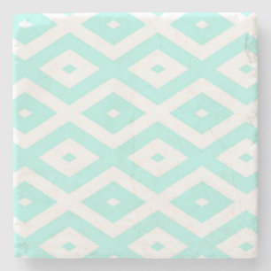 Turquoise en wit diamantpatroon stenen onderzetter