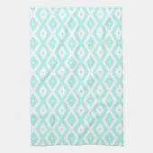 Turquoise en wit diamantpatroon theedoek (Verticaal)