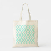 Turquoise en wit diamantpatroon tote bag (Achterkant)