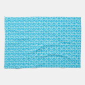 turquoise en wit geometrisch patroon theedoek (Horizontaal)