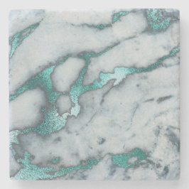 turquoise en wit marmer stenen onderzetter