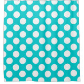 Turquoise en wit stippenpatroon douchegordijn (Voorkant)
