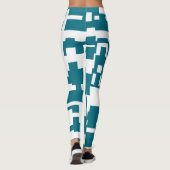 Turquoise en Witte Abstracte Leggings (Achterkant)