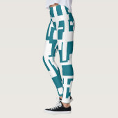 Turquoise en Witte Abstracte Leggings (Links)