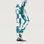 Turquoise en Witte Abstracte Leggings (Rechts)