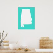 Turquoise en witte Alabama Poster (Keuken)