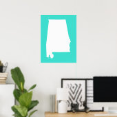 Turquoise en witte Alabama Poster (Thuiskantoor)