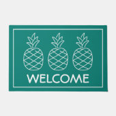 Turquoise en witte ananassen Aangepast Deurmat (Voorkant)