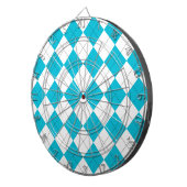 Turquoise en witte Argyle Dartbord (Voorkant Rechts)