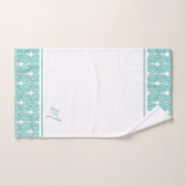 Turquoise en witte  Art Deco Pattern Bad Handdoek (Handdoek)