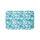Turquoise en witte bloemendamaskpatroon badmat (Voorkant)