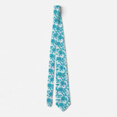 Turquoise en witte bloemendamaskpatroon stropdas (Achterkant)
