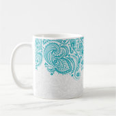 Turquoise en witte bloemige Paisley kant Koffiemok (Links)