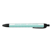 Turquoise en witte Chevron met aangepaste tekst Zwarte Inkt Pen (Bodem)