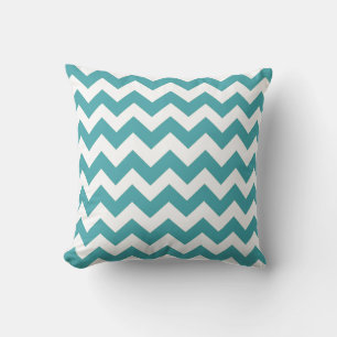 Turquoise en Witte Chevron ZigZag Gestreepte Kusse Kussen